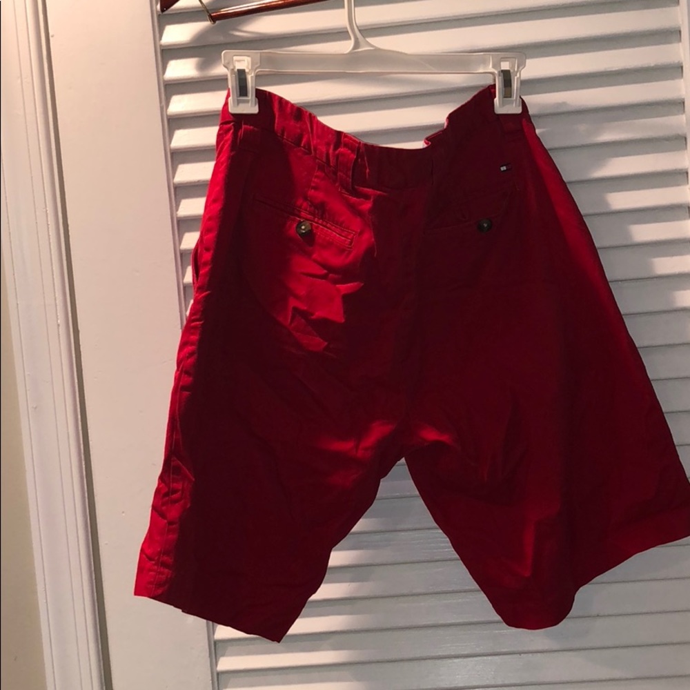 Red flat front shorts